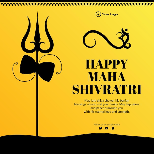 Indian hindu festival happy maha shivratri banner design template