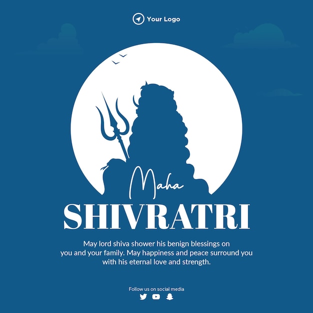 Modello di progettazione banner felice festa indù indiano maha shivratri