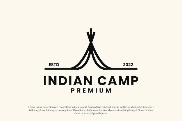 Vector indian home camp lines culture logo design