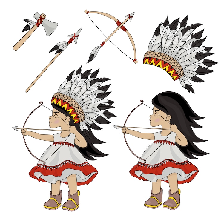 Vector 인도 헌터 pocahontas 공주