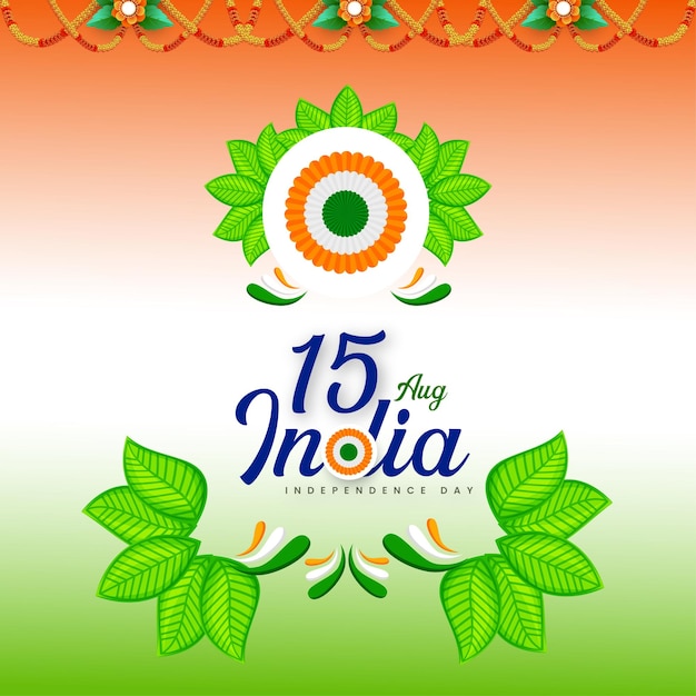 Indian Independence Day 15 August National Poster Orange Blue Green Social Media Poster Banner Free Vector