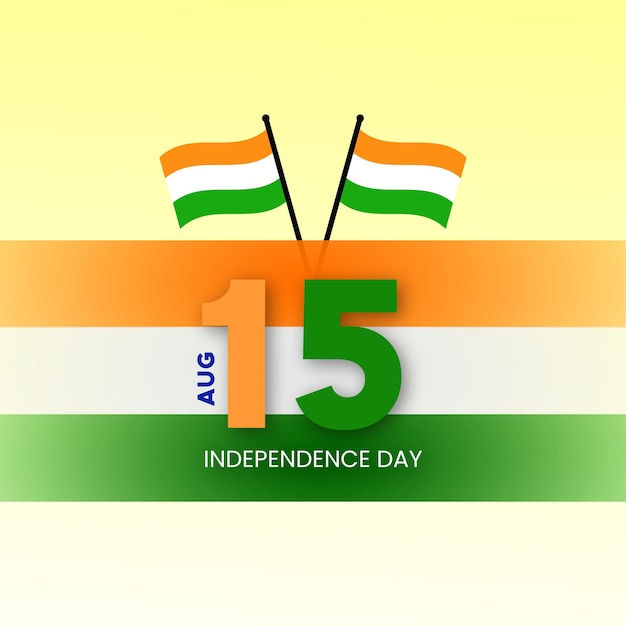 Indian independence day 15 august national poster orange white green social media poster banner free vector