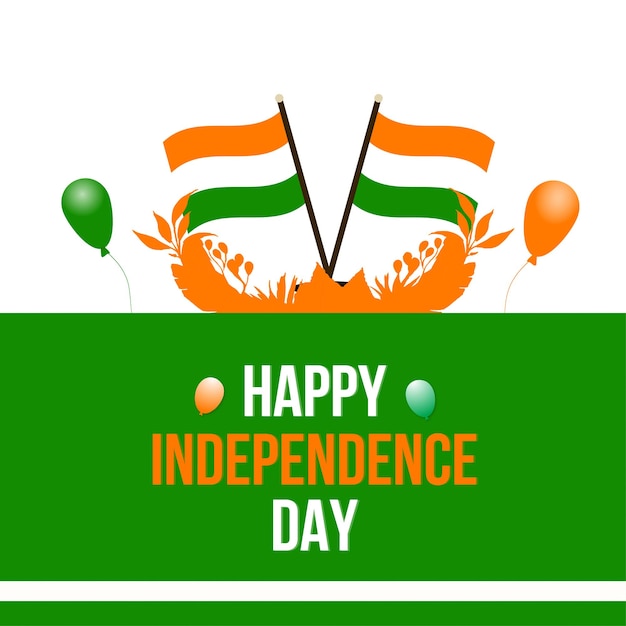 Indian Independence Day 15 August National Poster Orange White Green Social Media Poster Banner Free Vector