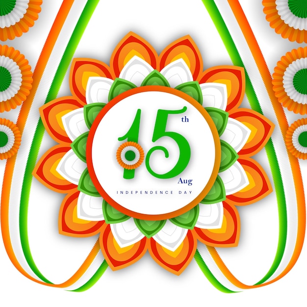 Indian independence day 15 august national poster orange white green social media poster banner free vector