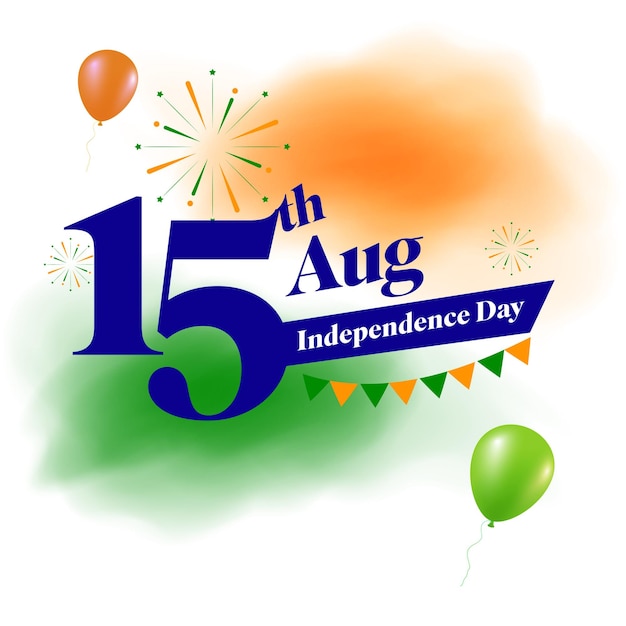 Indian independence day banner concept with stylish text 15th august