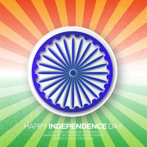 Festa dell'indipendenza indiana. sfondo di celebrazione con ruota di ashoka.