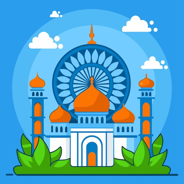 Vettore sticker disegnato a mano per la giornata dell'indipendenza indiana concetto di icona illustrazione isolata