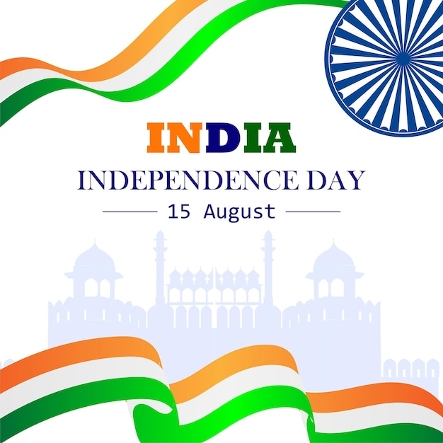 Indian Independence Day Vector Illustration Hand Drawn creative with Flag Independence day India