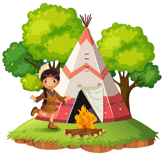 Indian infront of teepee