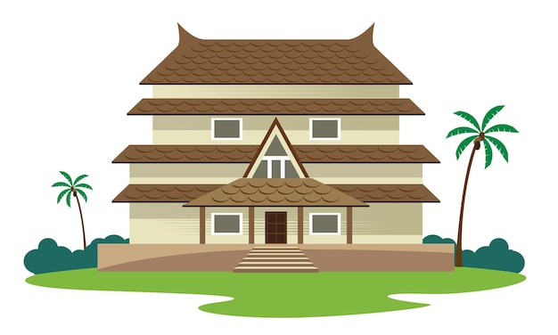 indian kerala traditional house vector