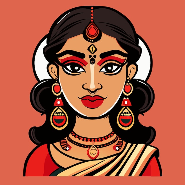 indian lady art vector illustration cartoon