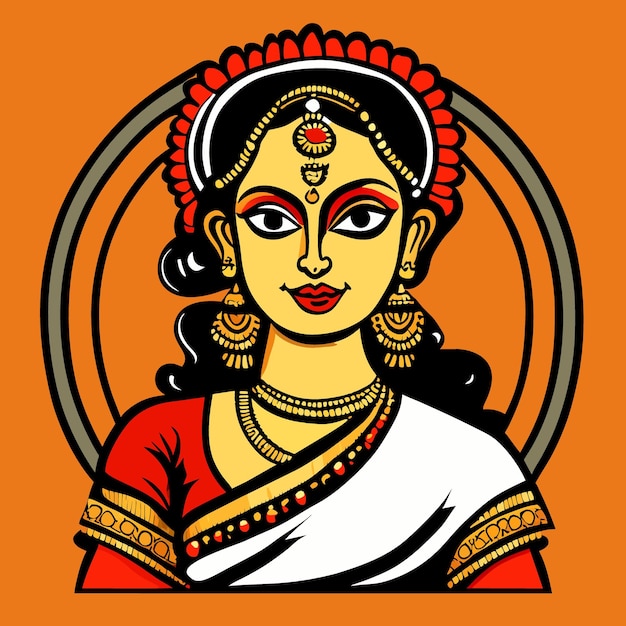 Vettore indian lady art vettoriale illustrazione cartone animato