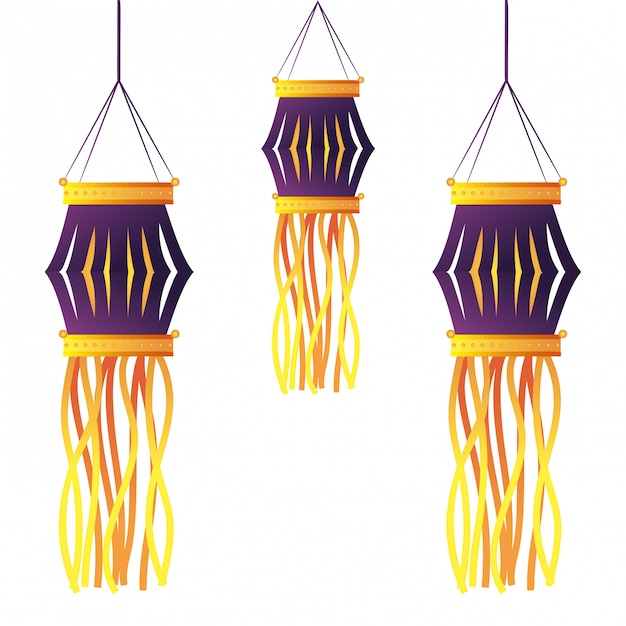 Vector indian lanterns candles decoration