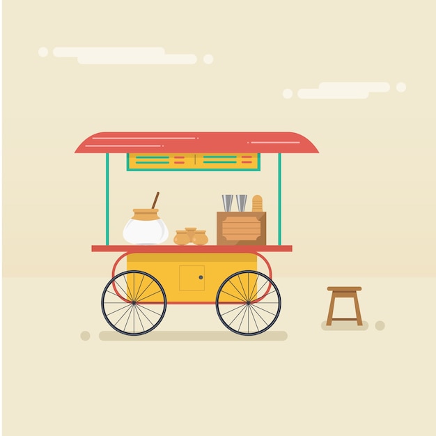 Indian Lassi with Yogurt Drink Cart Vector Illustration