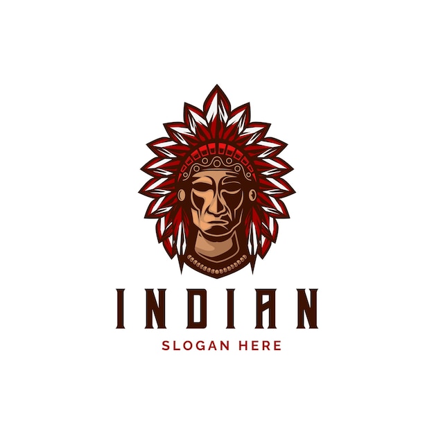 Vector indian logo chief apache vintage style mascot design character vector illustration