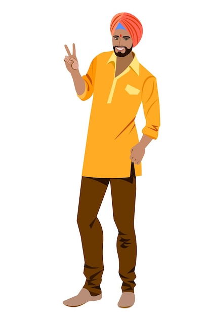 Vector indian male  gesture victory