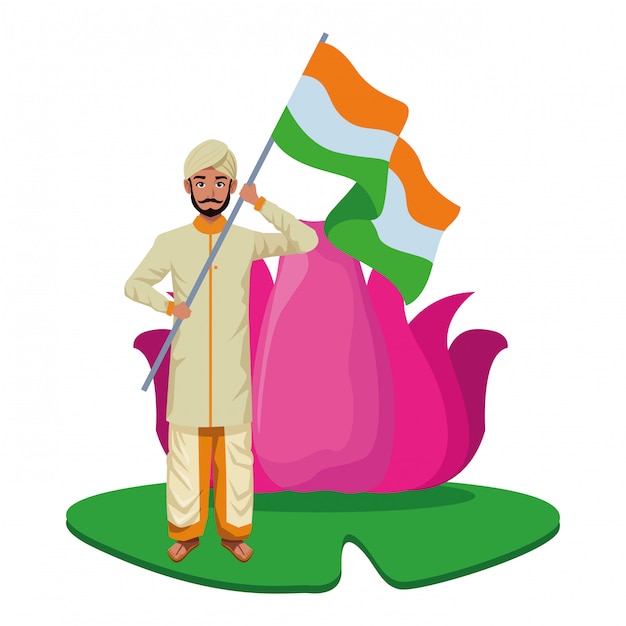 Vector indian man avatar cartoon character