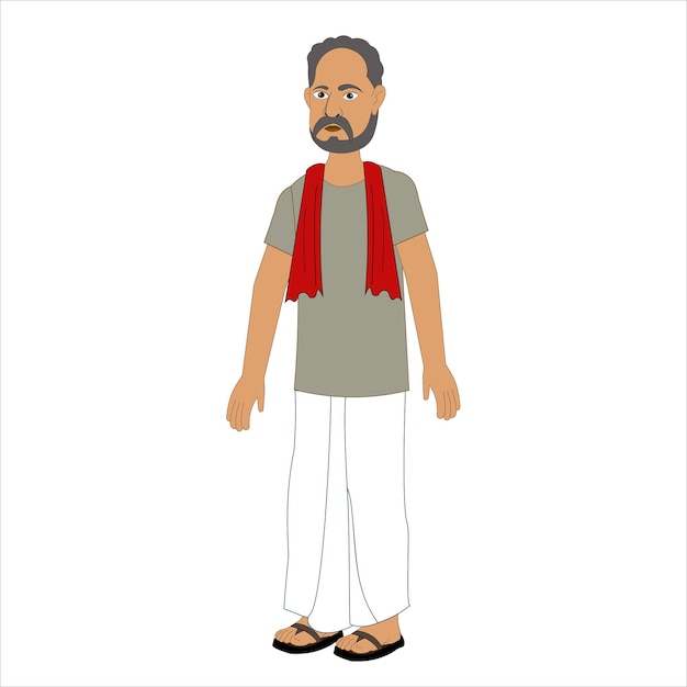 Indian man cartoon character Male Character wearing Kurta for Cartoon Indian man character