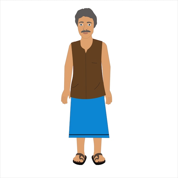 Indian man cartoon character Male Character wearing Kurta for Cartoon Indian man character