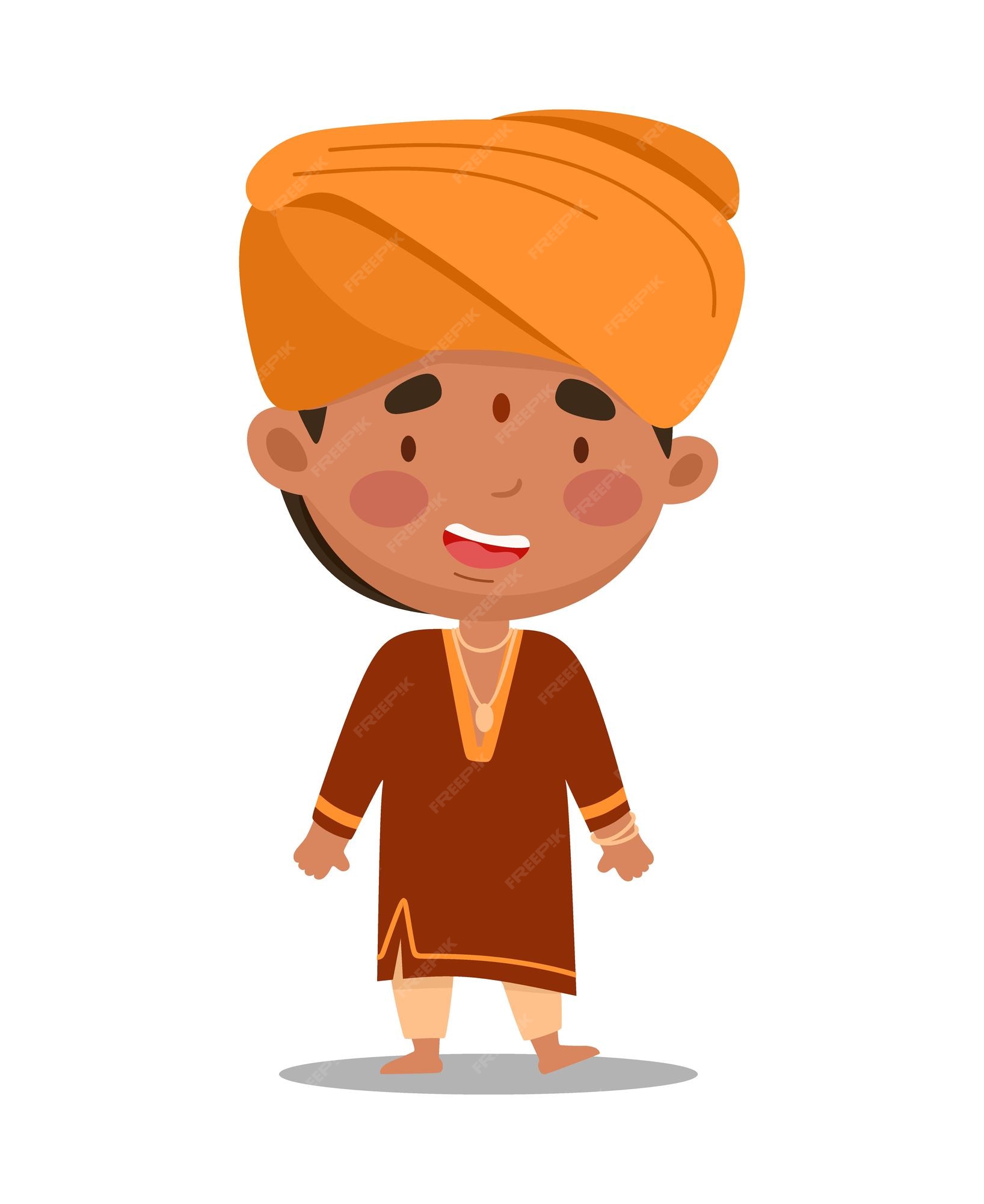 Premium Vector | Indian man is cute and funny. vector illustration in a  flat cartoon