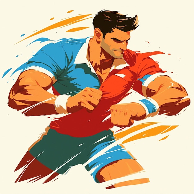 An Indian man is playing kabaddi