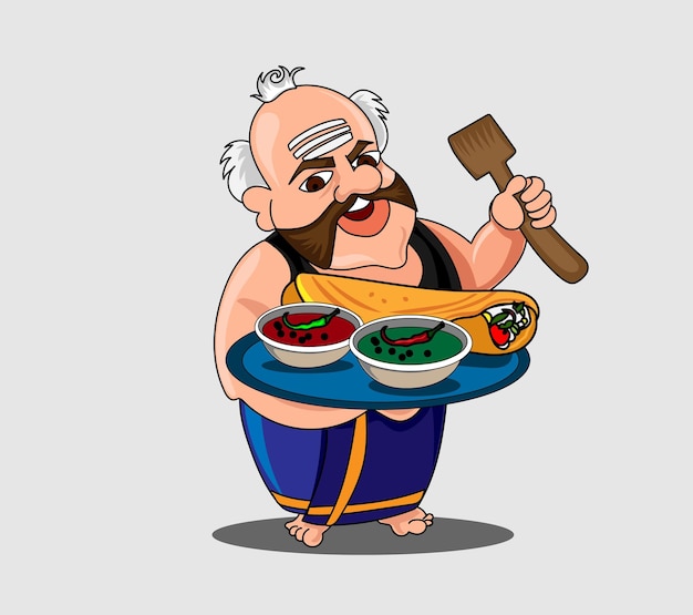 Vector indian man selling idli dosa vector illustration