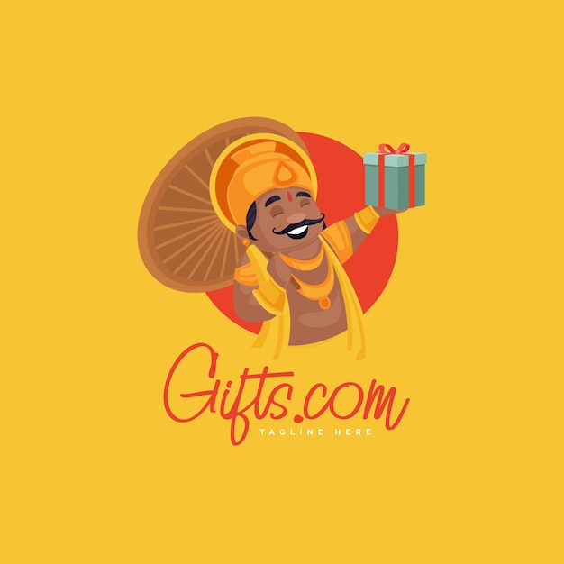 Indian man with gifts logo design