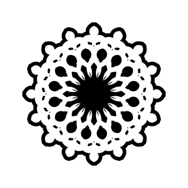 Mandala indiano ornamento circolare elemento isolato per la progettazione e la colorazione su sfondo bianco