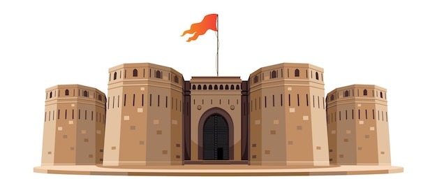 Vector indian maratha fort with flag vector