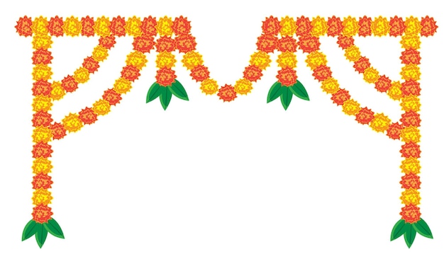 Vector indian marigold garland toran design flower bunting vector