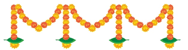 indian marigold garland toran ontwerp bloem bunting vector