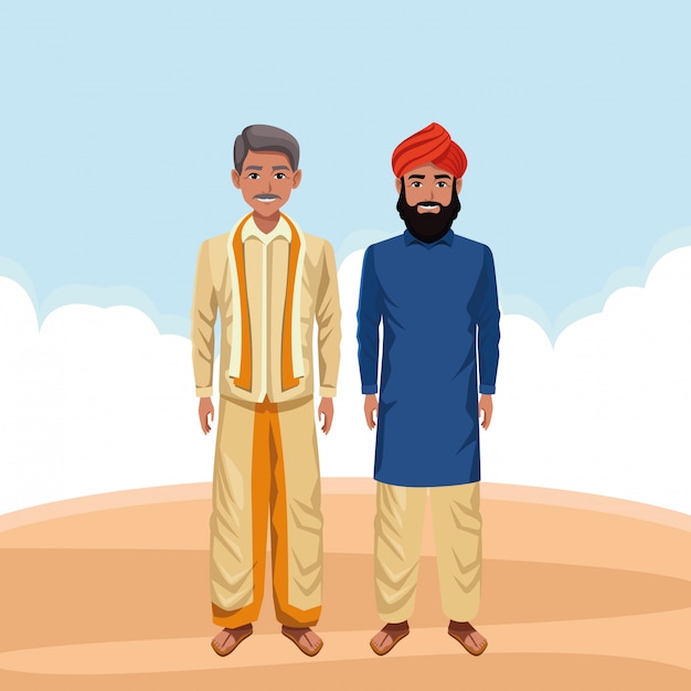 Vector indian men avatar cartoon character