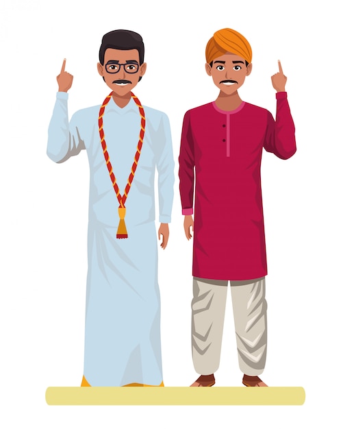 Vector indian men avatar cartoon character