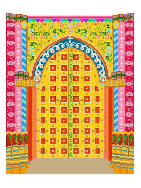 indian multicolor  temple door