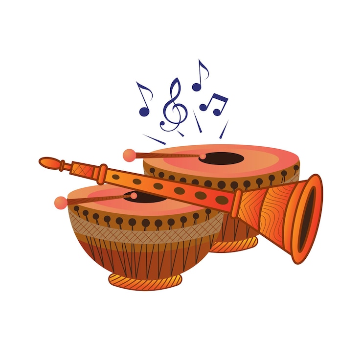 वेक्टर indian music instruments illustration for hindu wedding invitation card