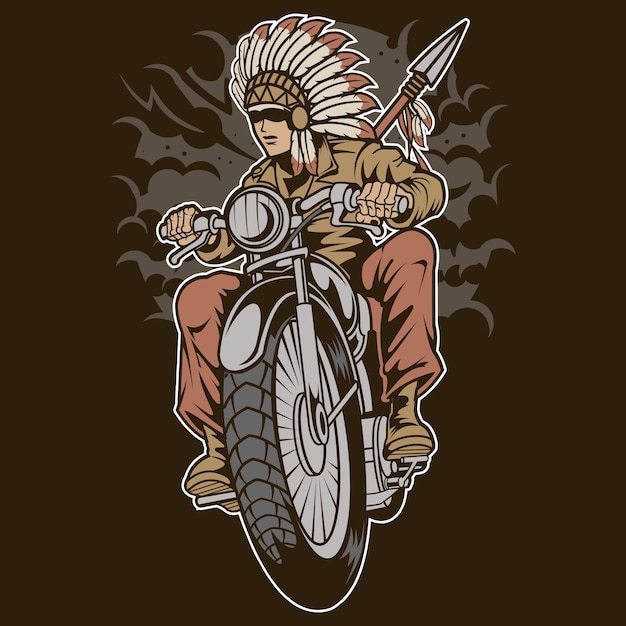 Vector indian native biker