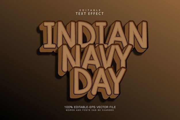 Indian navy day editable text effect 3 dimension emboss cartoon style