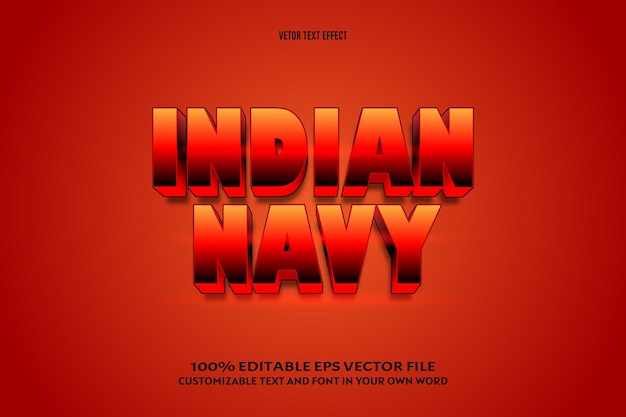 Indian navy editable text effect 3 dimension emboss comic style