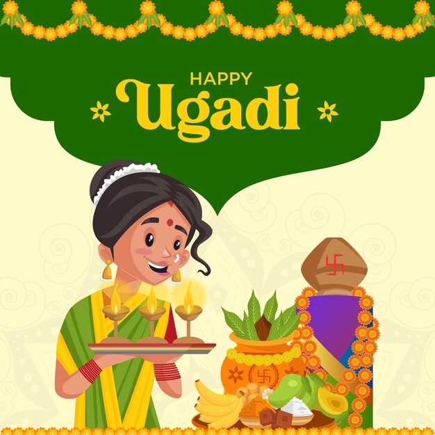 인도 신년 축제 Ugadi Wishing Card Design