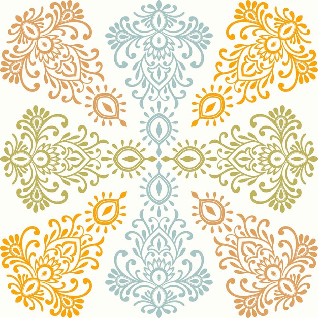 Vector indian ornament, hand-drawn seamless background. perfect as an element, as a postcard.