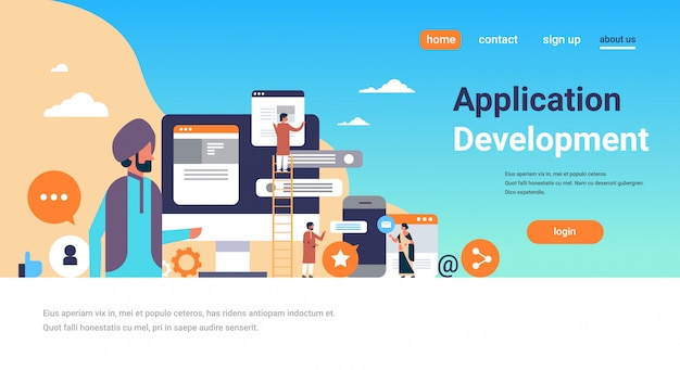 Bandiera di sviluppo di applicazioni mobili popolo indiano