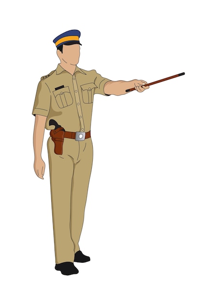 Vector indian police officer in uniform.