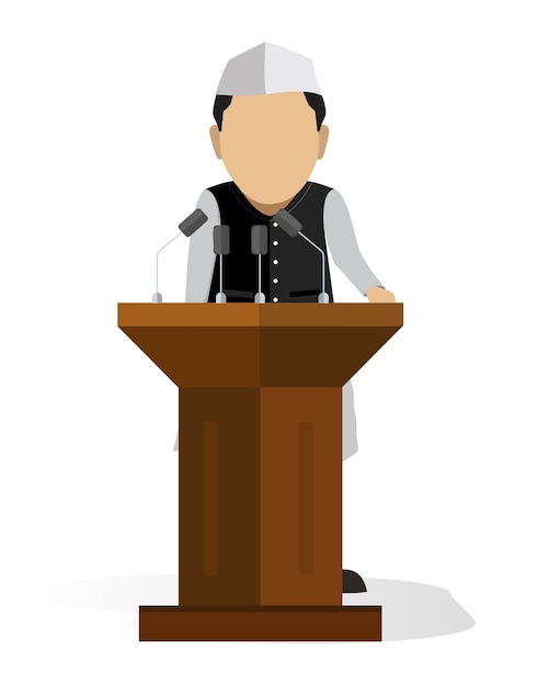 Indian politician delivering speed during election period, vector illustration