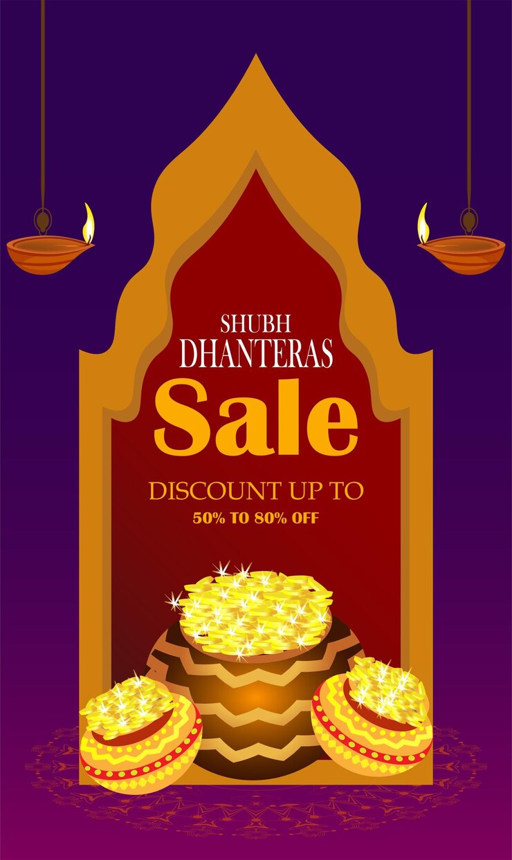 वेक्टर indian pots with coins vector illustration. shubh dhanteras holiday composition for diwali festival