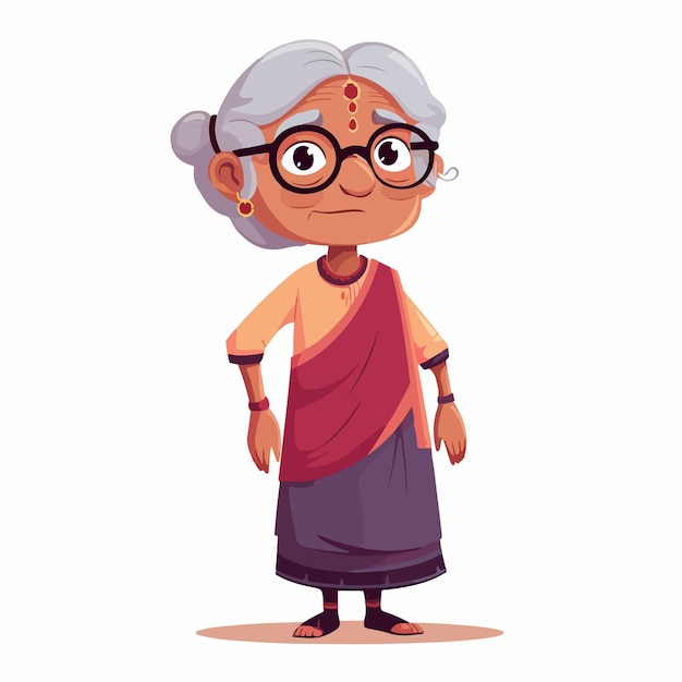 Indian race grandmother in a vector illustration with flat design
