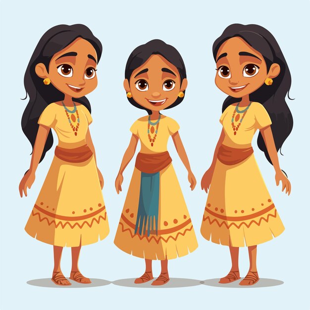 Vector indian race woman portrayed in a flat vector design