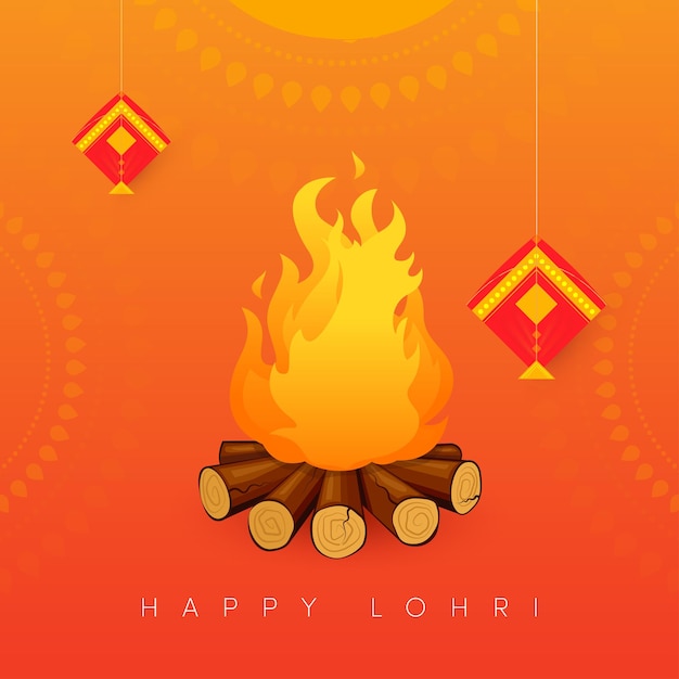 Indian Religion Panjabi festival Happy Lohri celebration background