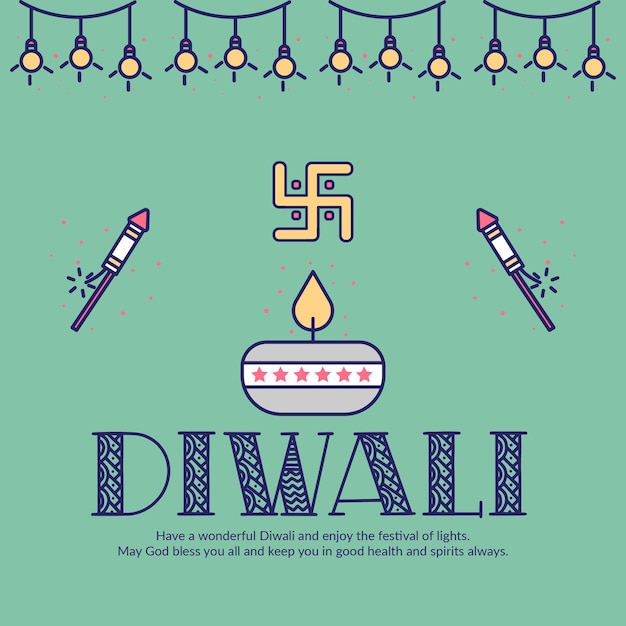 Indian religious festival Diwali banner design template