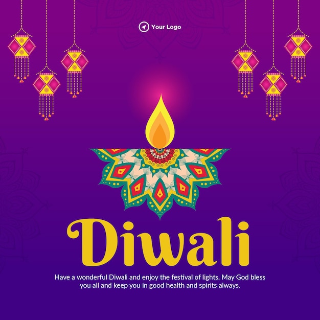 Indian religious festival diwali banner design template