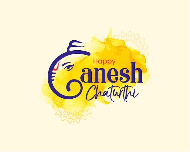 Indian Religious Festival Ganesh Chaturthi Typography Design